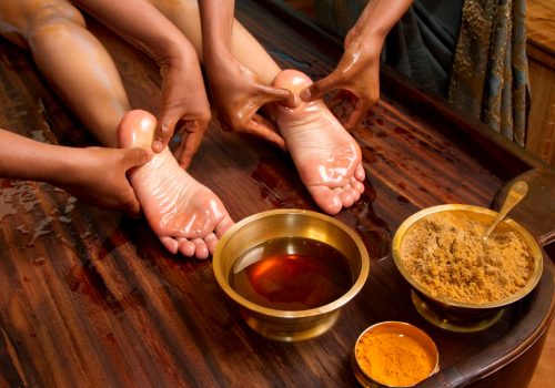 traditional indian ayurvedic oil foot massage